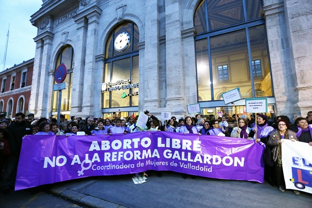 Llegada de 'El tren de la libertad', contra la nueva Ley del Aborto, a Valladolid.  / E. MARGARETO (ICAL)