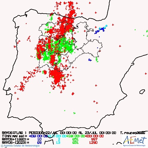 La tormenta del lunes dejó 327 rayos en Valladolid