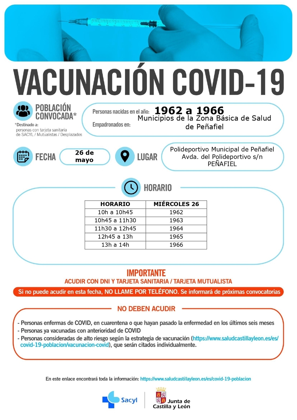 Rioseco y Peñafiel vacuna a los nacidos entre 1962 y 1966