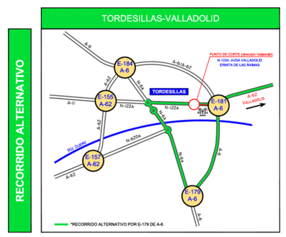 El tráfico de la A-62 en Tordesillas se reabre el viernes