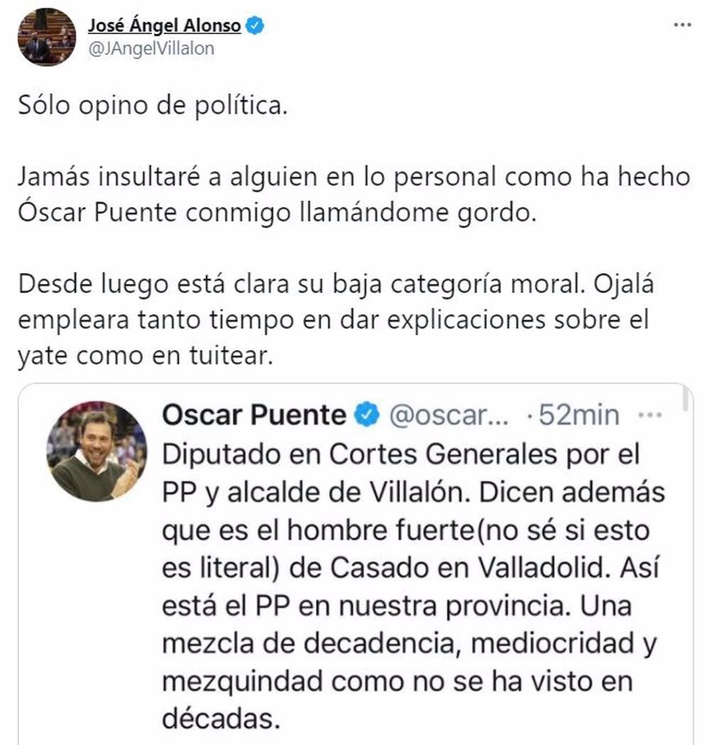 Intercambio de críticas entre el diputado del PP y alcalde de Villalón de Campos, José Ángel Alonso, y el alcalde de Valladolid, Óscar Puente (PSOE). 