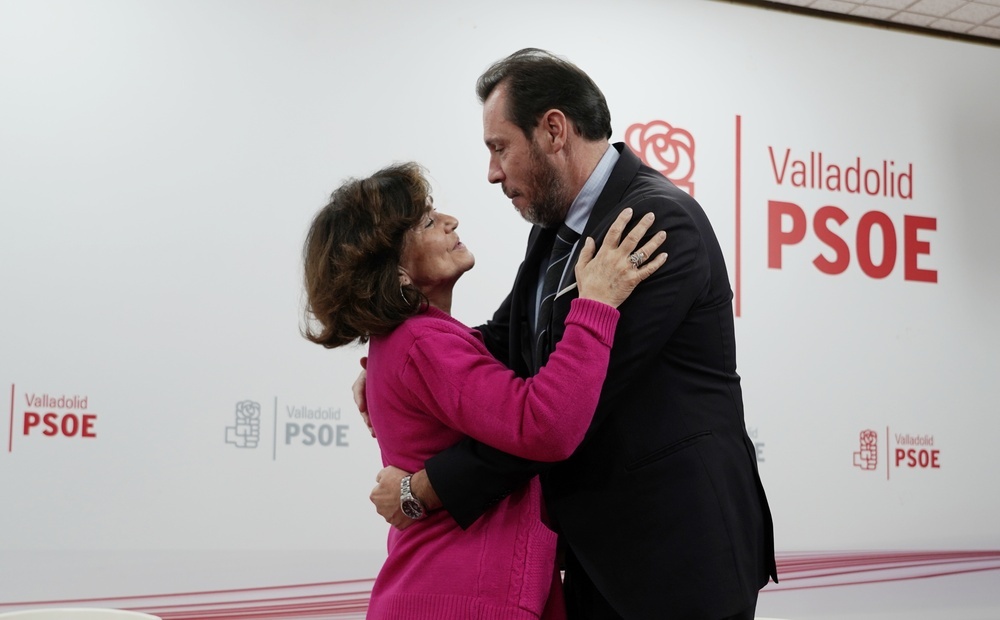 Carmen Calvo, durante el acto en la sede del PSOE.