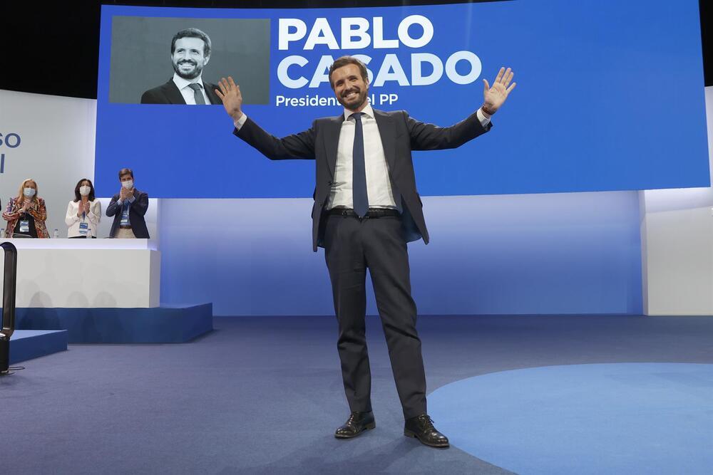 El pasado viernes el actual presidente del PP, Pablo Casado, durante el XX Congreso Nacional del partido en Sevilla. 