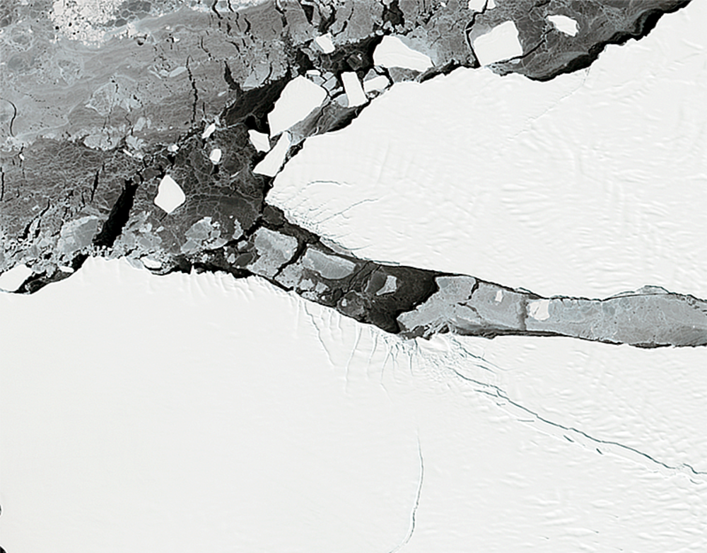 Imagen del satélite Geosat 1 sobre el Iceberg A-74 de la Antártida. 