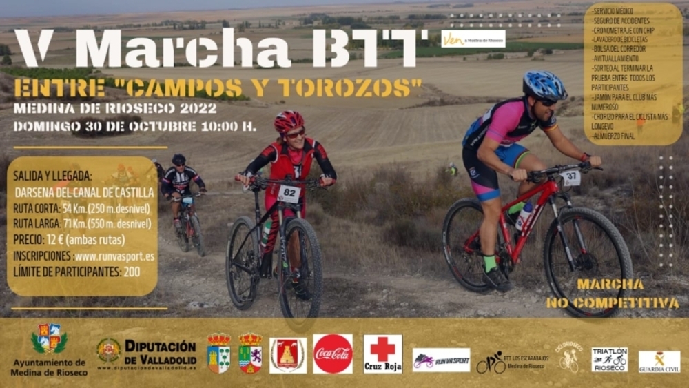 Cartel de la V Marcha Cicloturista de BTT 'Entre Campos y Torozos'.