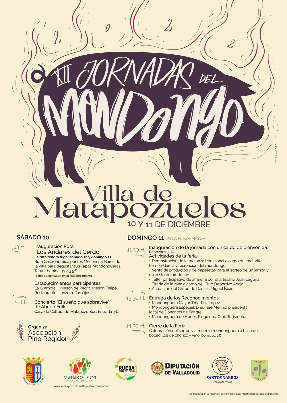 Cartel de las XII Jornadas del Mondongo de Matapozuelos.