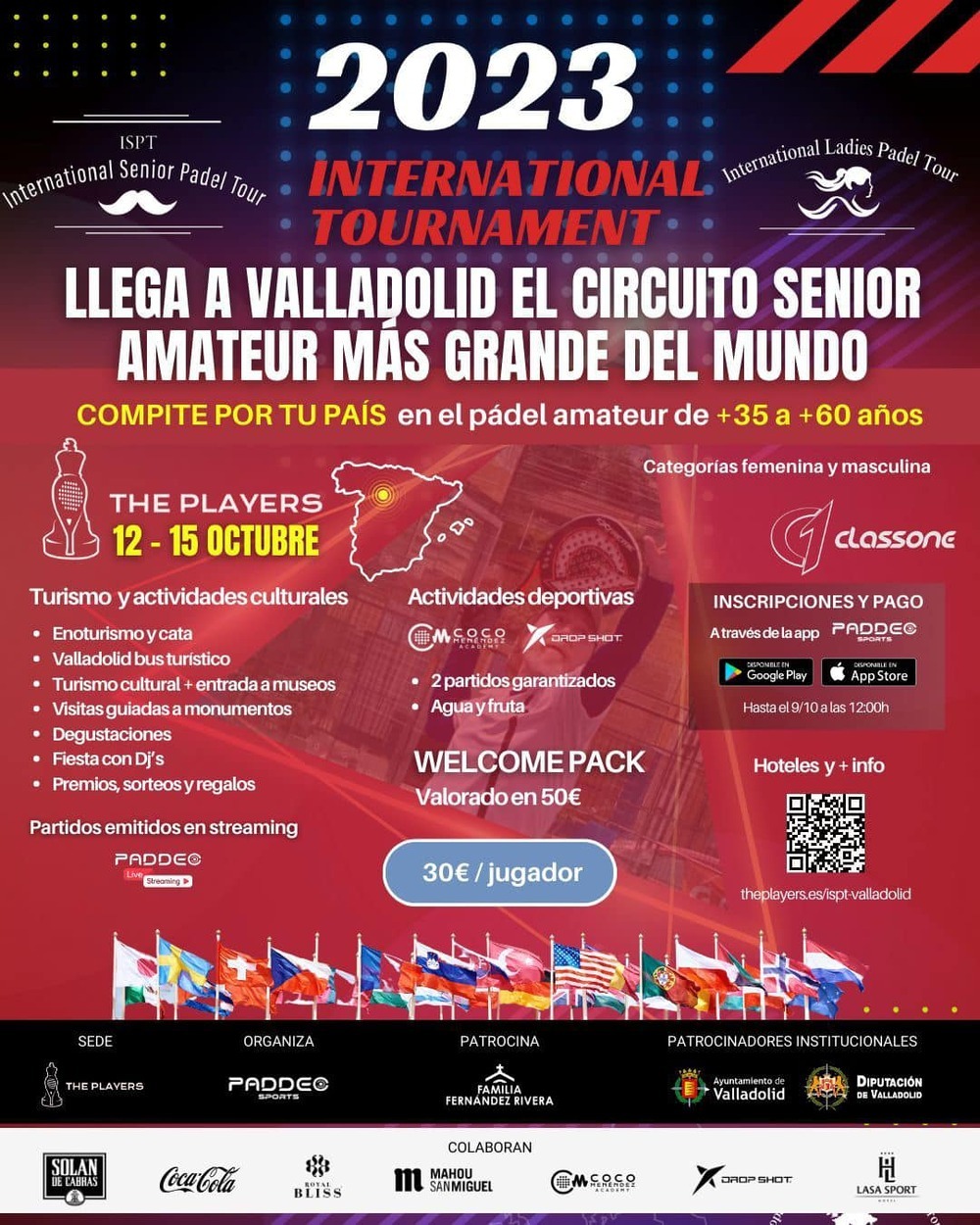 Cartel de la prueba en Valladolid del circuito International Senior Padel Tour.