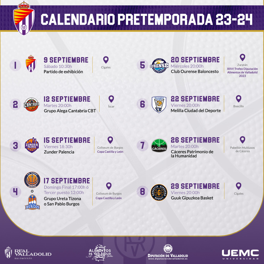 El UEMC Real Valladolid jugará siete partidos de preparación