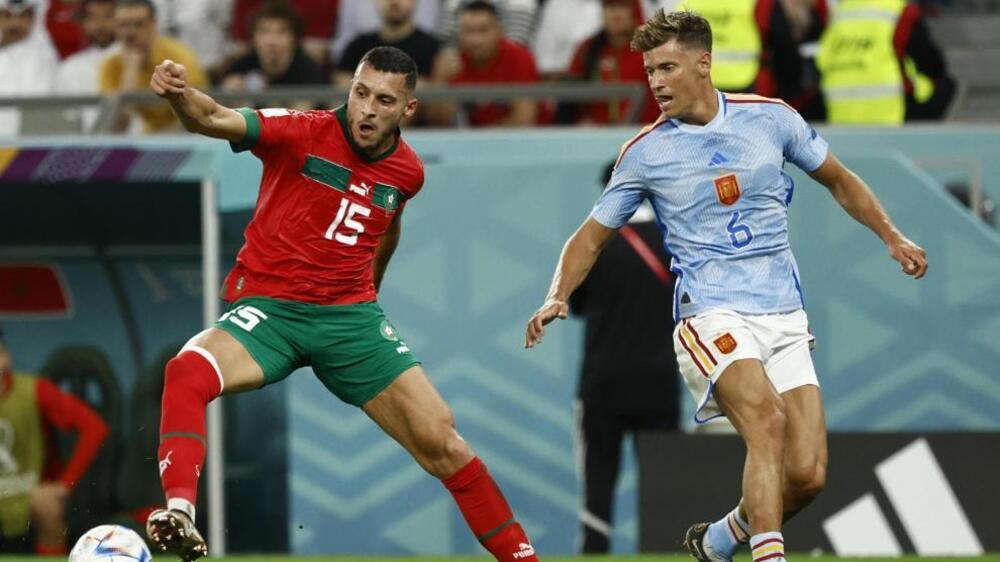 Amallah, en un partido de Marruecos contra España.