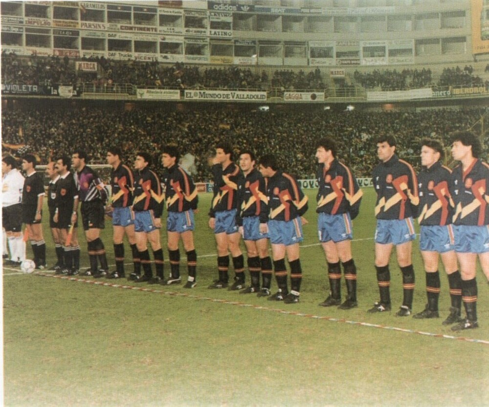Imagen de la selección española en el José Zorrilla en el amistoso ante Estados Unidos en 1992.