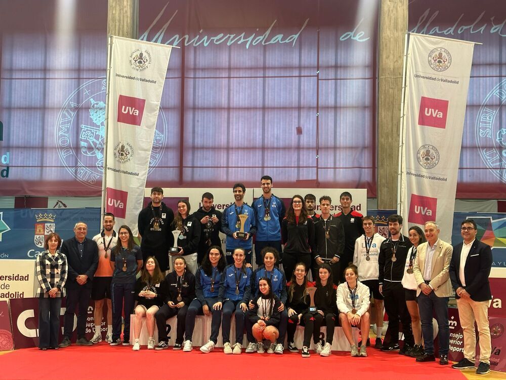 Podium of the Spanish University Badminton Championship.