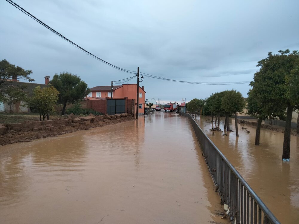 Calles anegadas por el agua después de la tormenta. 
