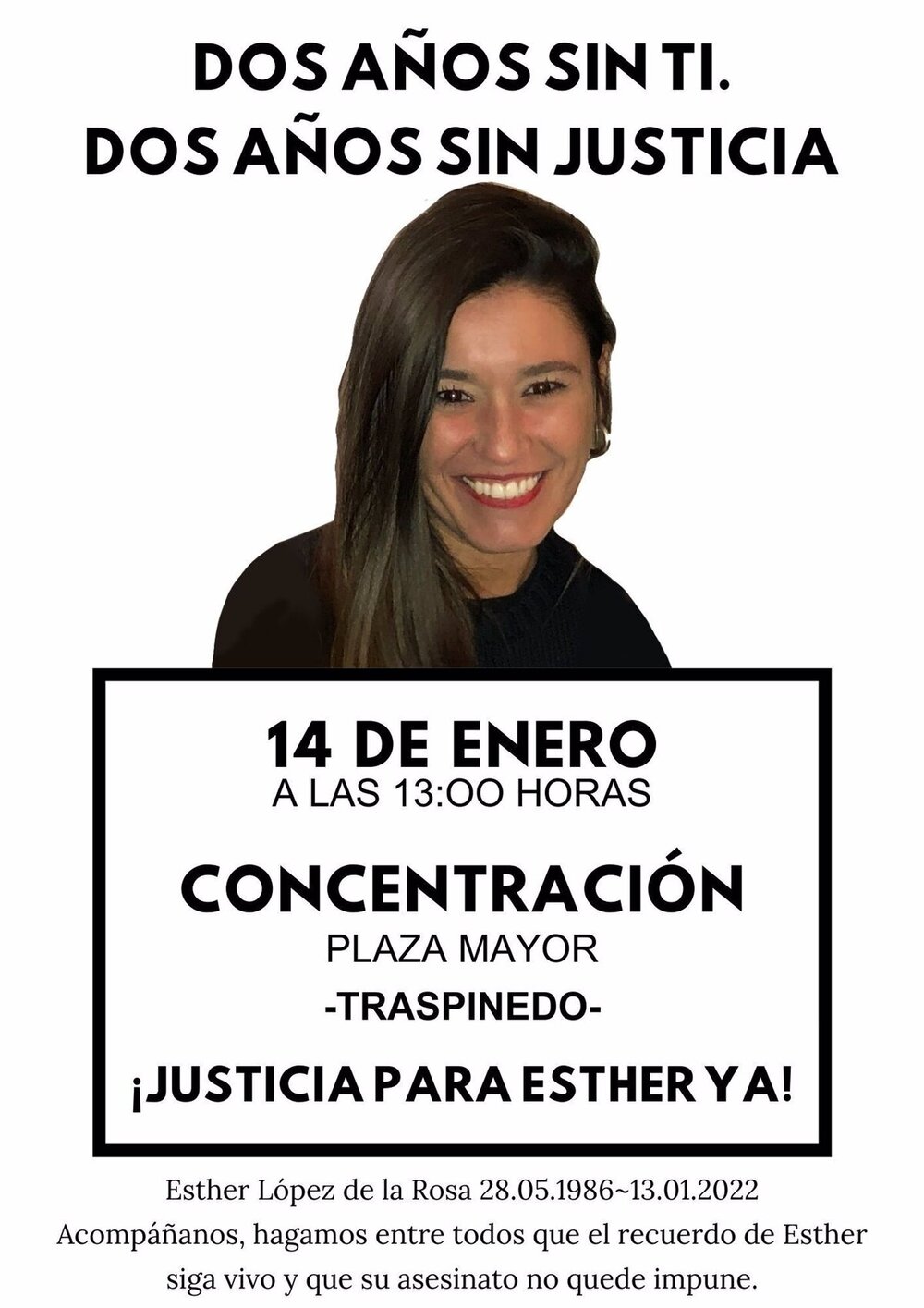 Cartel que anuncia la concentración por Esther López convocada para este próximo domingo.