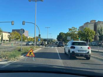 Trabajos de poda atascan el tráfico en la avenida de Salamanca